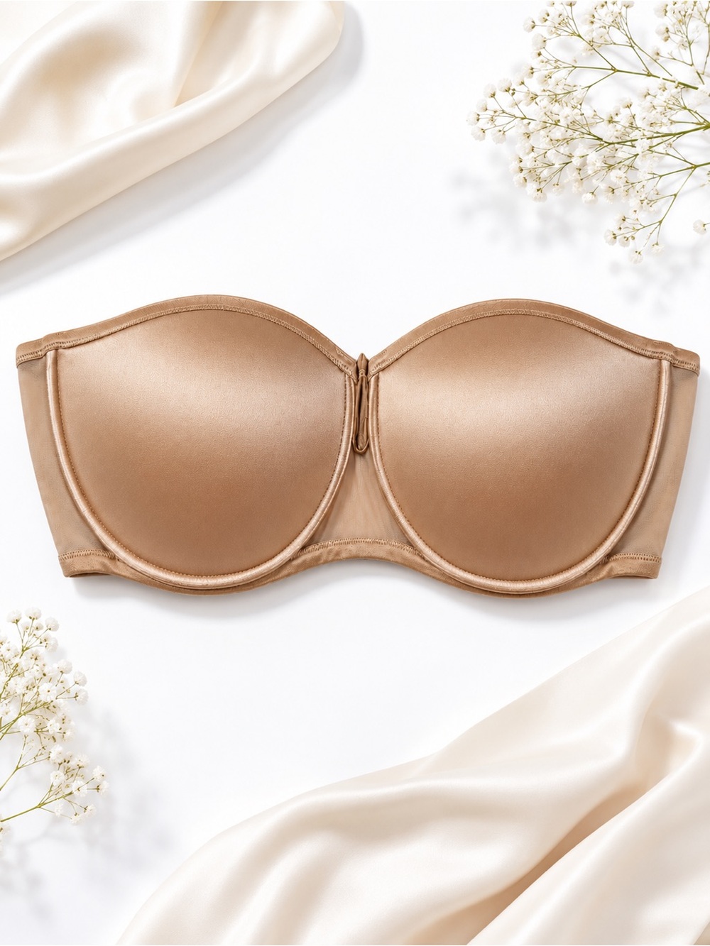 Curvation 40DD‎ Strapless Underwire Bra Nude Beige Full Coverage NWT